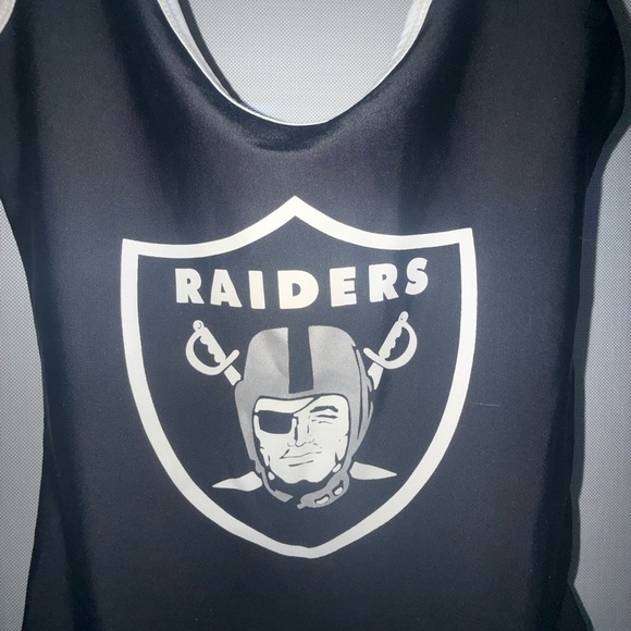 NFL Tops - Raiders Black sleeveless bodysuit low back black white